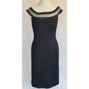 Frank Lyman size 10 Black dress *high end line* satin detail Mesh neckline NWT